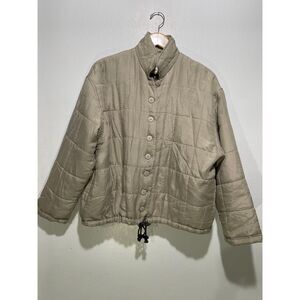 Bogari silk puffer Jacket winter closet staple oversized casual neutral  women L